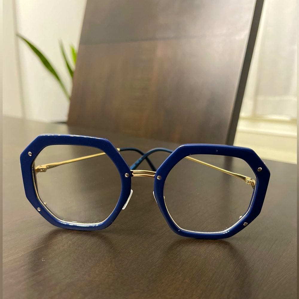 Trendy Navy And Gold Glasses - Picture 3 of 5